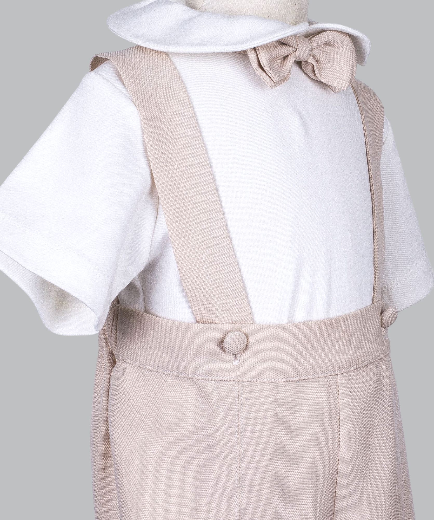 05047 HANDMADE SUSPENDER DETAIL SHORT SET-BEIGE
