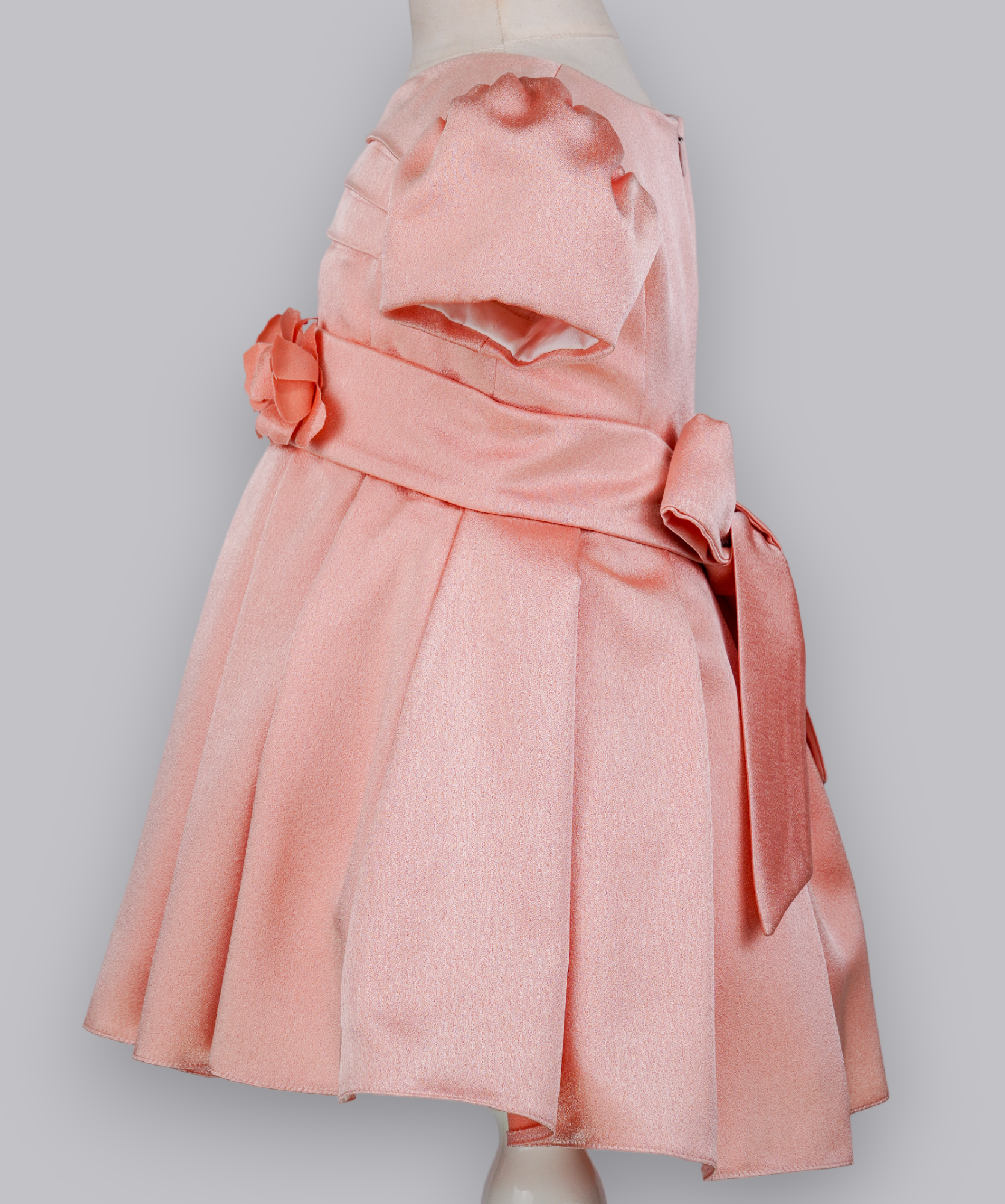 04096 PINK ROSE WITH PEARLS HANDMADE BABY GIRL DRESS