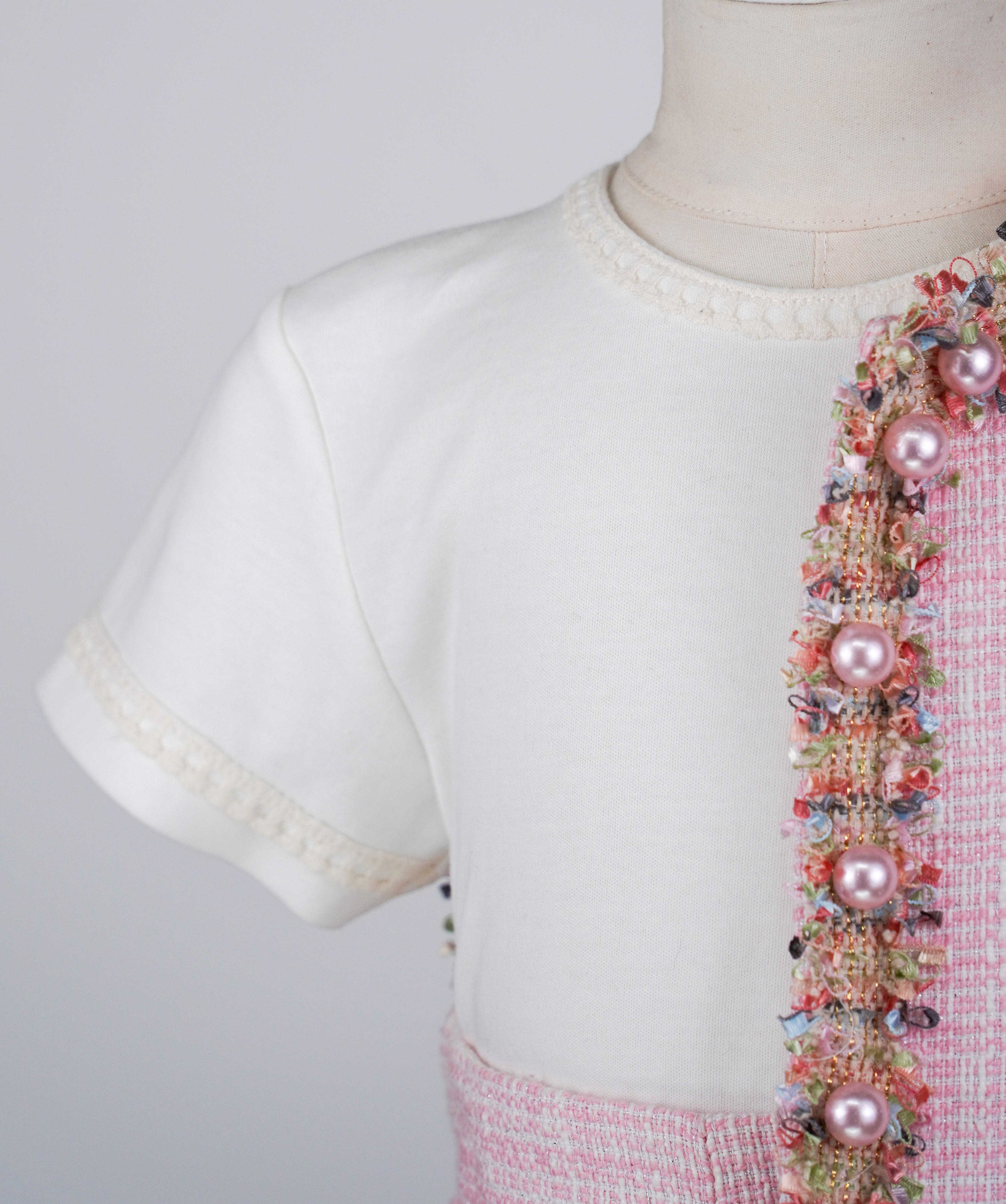 44013 PINK TWEED BABY GIRL OUTFIT SET