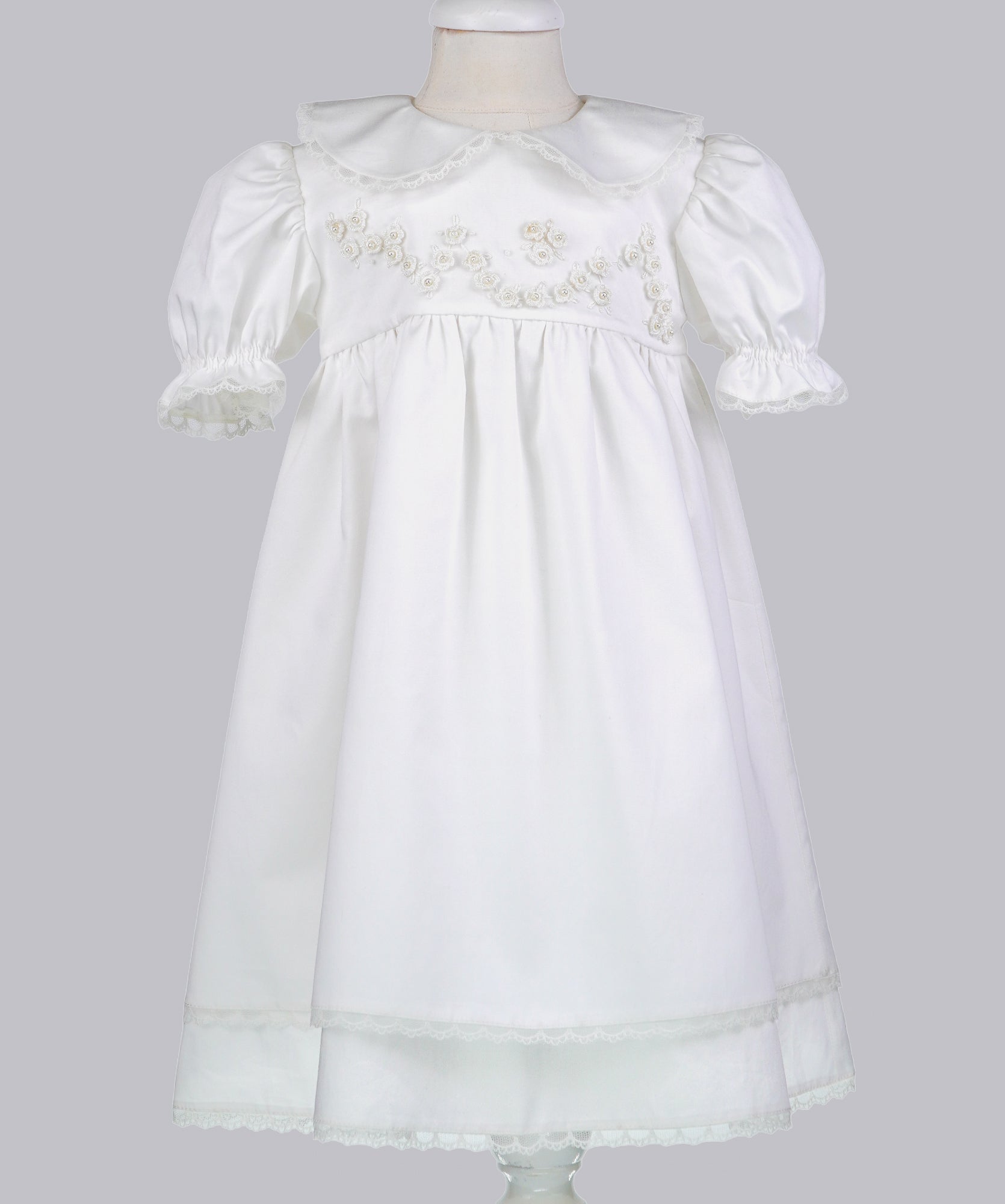 04006 PAPATYA HANDMADE BABY GIRL DRESS WITH PEARLS ROSES