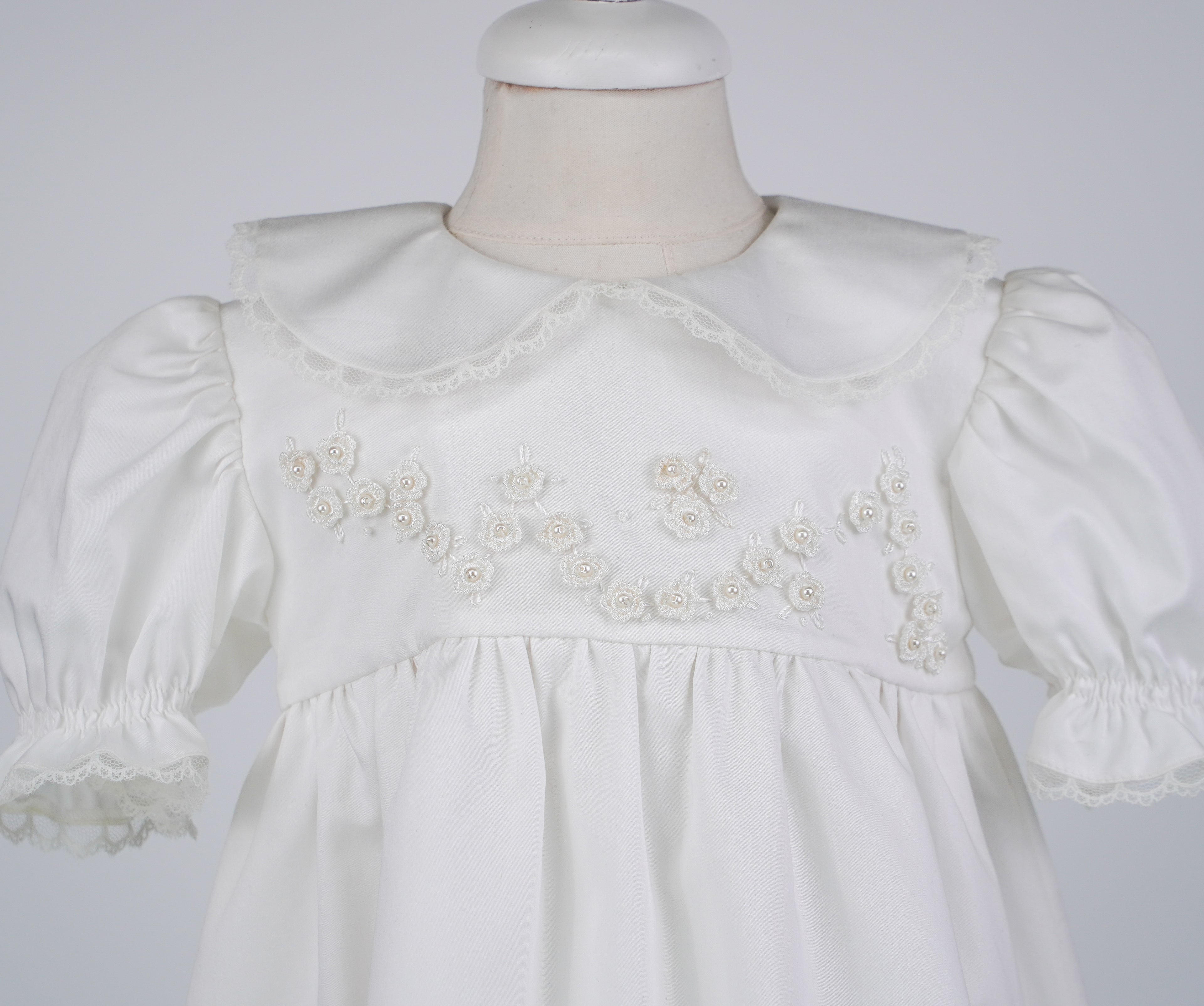 04006 PAPATYA HANDMADE BABY GIRL DRESS WITH PEARLS ROSES