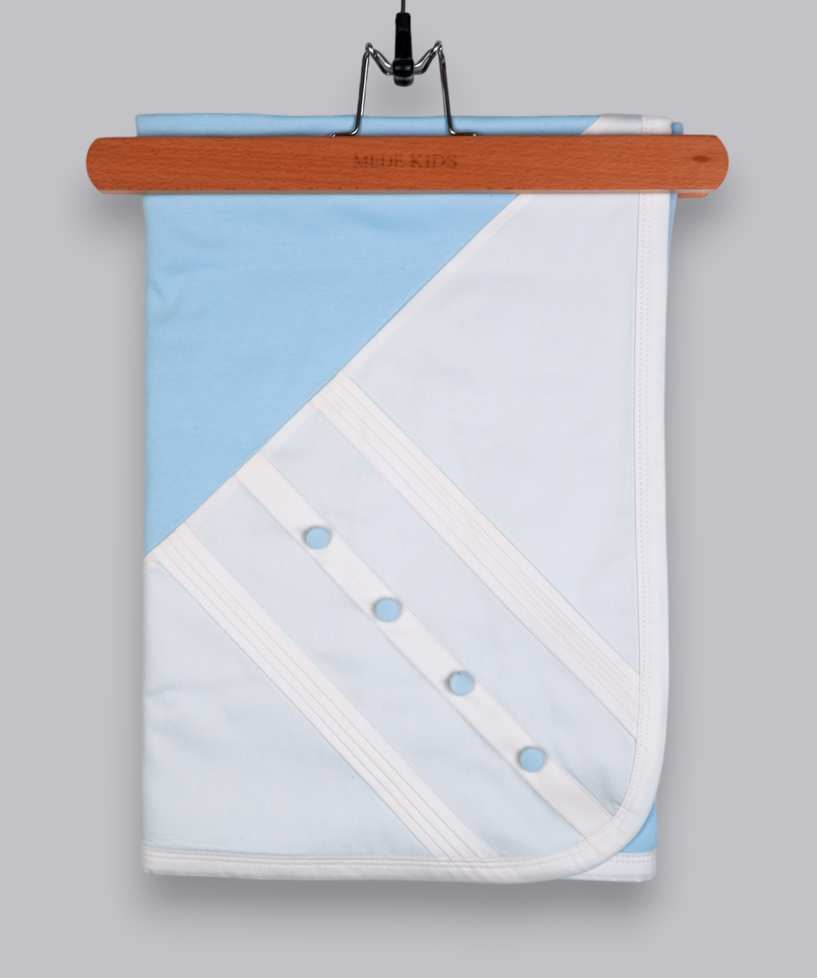 41019 BOW TIE HANDMADE EMBROIDERY NEWBORN OUTFIT 5-PCS SET LIGHT BLUE