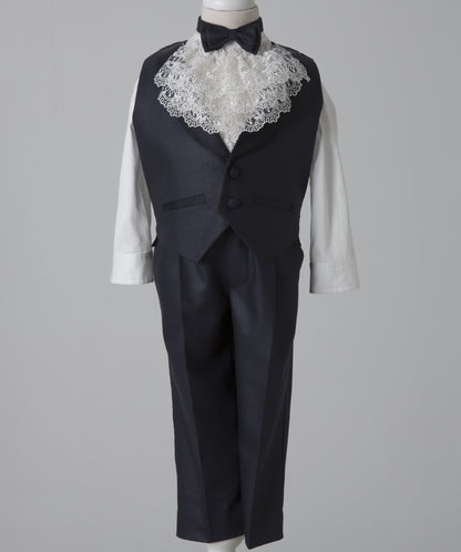 05004 HANDMADE BOYS TUXEDO 5PCS SET WITH SPECIAL LACE SHIRT