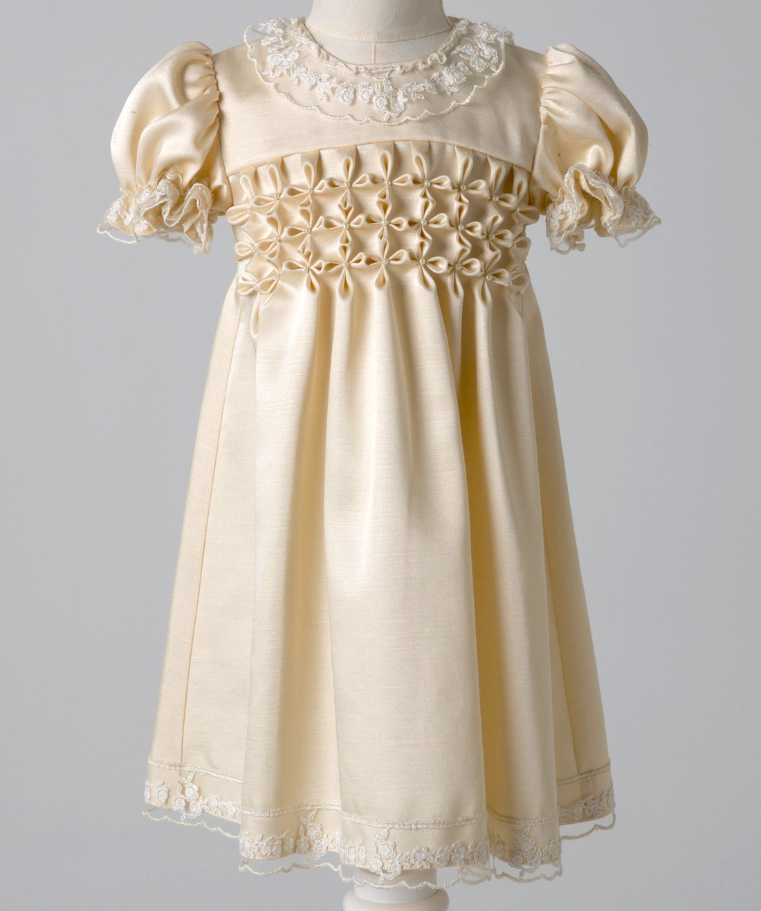 04031 HANDMADE FLOWER BABY GIRL DRESS WITH PEARLS-GOLD