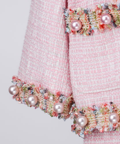 44013 PINK TWEED BABY GIRL OUTFIT SET