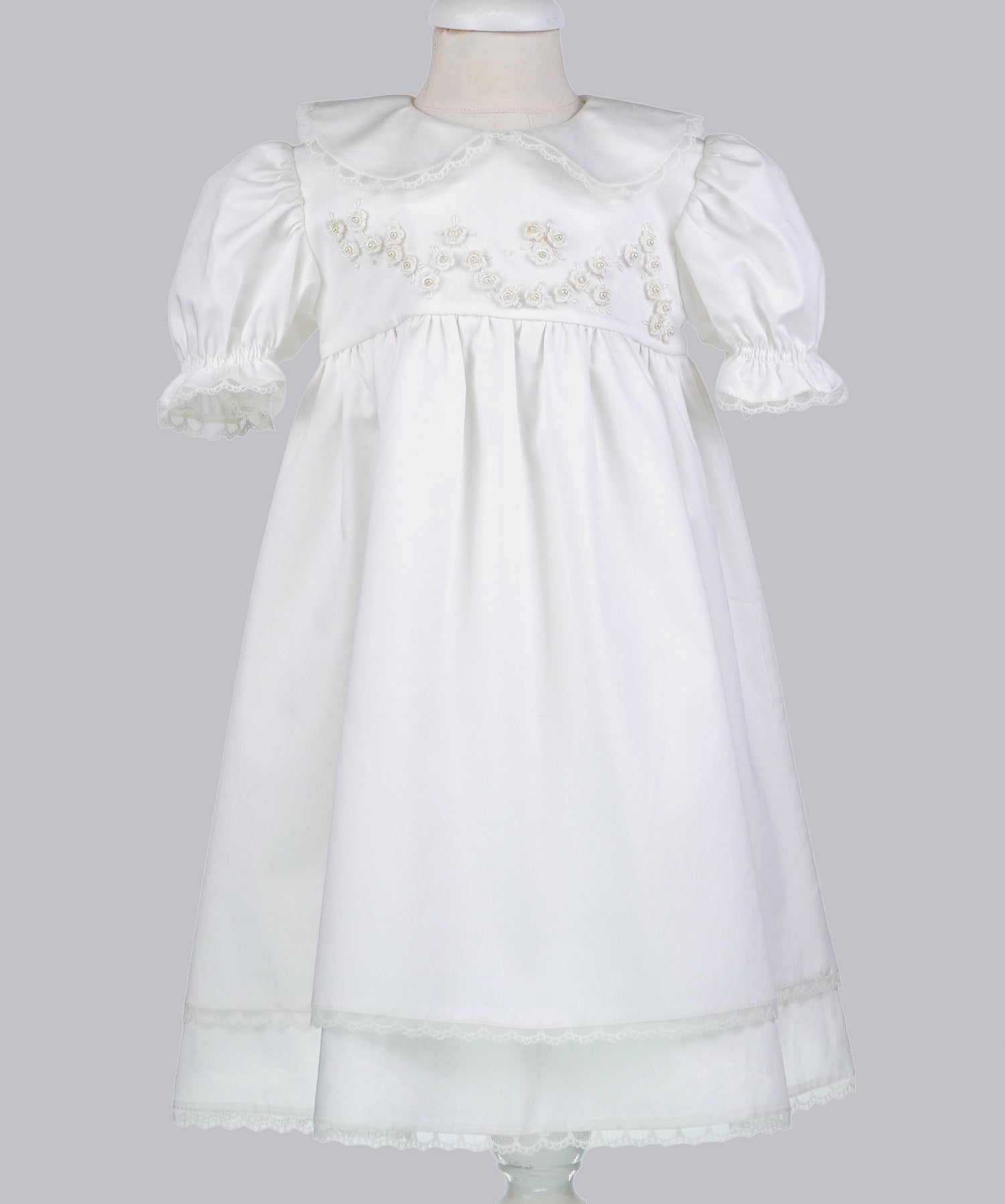 04006 PAPATYA HANDMADE BABY GIRL DRESS WITH PEARLS ROSES
