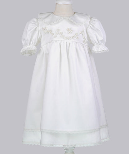 04006 PAPATYA HANDMADE BABY GIRL DRESS WITH PEARLS ROSES