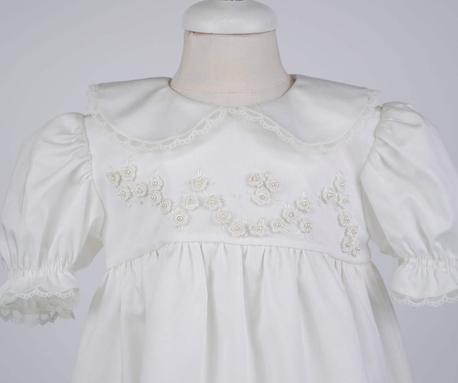 04006 PAPATYA HANDMADE BABY GIRL DRESS WITH PEARLS ROSES