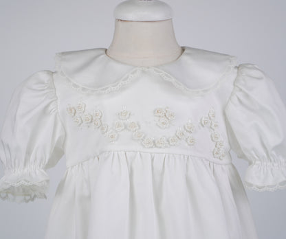 04006 PAPATYA HANDMADE BABY GIRL DRESS WITH PEARLS ROSES
