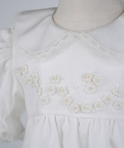 04006 PAPATYA HANDMADE BABY GIRL DRESS WITH PEARLS ROSES